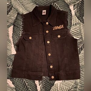 Zumba Black Denim Vest with Swarovski Gold Logo